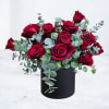 Velour Noir is a bold and dramatic arrangement of deep crimson roses