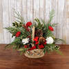 This holy basket comes filled with fresh holly, cedar, pine cones and