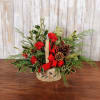 This holy basket comes filled with fresh holly, cedar, pine cones and