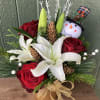 Jolly arrangement with snowman cheer