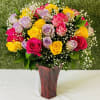 Assorted roses PREMIUM includes baby breath, greenery and a complimentary golden card