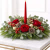 Classic Christmas Centerpiece is a striking holiday design featuring a sleek red