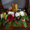 Christmas arrangement with candle tree holder, candle included