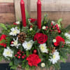 This elongated 2 candle centerpiece is perfect for any holiday celebration. All