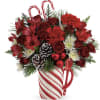 Warm their hearts with this sweet holiday bouquet, arranged in a hand-painted