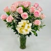 Grade AAA light pink roses, includes baby breath and greeneries in a
