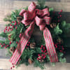 FRESH CHRISTMAS WREATHS, DECORATIONS AND BOWS MAY VARY.
