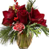 Burgundy Amaryllis WITH A TOUCH OF RED ROSES AND A PERFECT TOUCH