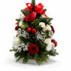 Winter Rose Tree is a classic holiday floral design crafted in a