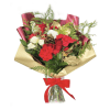 Medium Mix size holiday inspired bouquet, filled with roses, pine cones, carnations