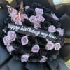 Purple and black rose bouquet for that special person.
-Butterflies and pins are