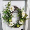 This is a charming Grapevine Wreath with Green Apples and fantastic flowers.