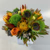 A textural and colorful mix of rustic blooms of various varieties of