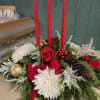 Bring the warmth of holiday dinner in this 3 taper candle centerpiece.