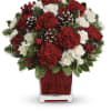 Make them merry with this sweet bouquet! Red carnations and white carnations