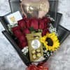 Bouquet of 12 red roses, a box of Ferrero chocolates (8 pieces)