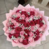 50 red and pink roses white gyp 