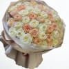 Fifty premium roses in a soft ivory + blush champagne mix 