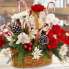 Basket with Christmas Flowers Candy canes 