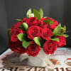 35 short red roses with one white heart reactive for any occasion