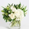 White tulips, white roses, white hydrangea