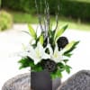 A sensational arrangement with white Lilies and black accents 