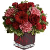 A red Cube with pink and red flowers. Great Valentines gift. Perfect