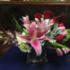 Type of Flowers: Pink Star Gazers, Red Roses, Pink Tulips, White Hydrangeas