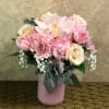 Type of Flowers: Pink Hydrangeas, White Cymbidium Orchids, Pink Tulips, White Spray