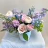 Cool blues and purples mixed with spring green and pinks, for the