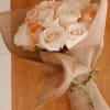 Embrace rustic charm with our Blush &amp; Ivory Rose Burlap Bouquet. Featuring