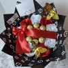 Eternal bouquets of red and white roses and 6 Ferrero Rocher chocolates