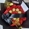 Eternal bouquets of red roses and 6 Ferrero Rocher chocolates with a