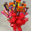 Snack Size Candy bar bouquet in a keepsake glass container. Who doesn't
