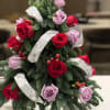 This beautiful tabletop Xmas tree arrangement will sure bring the holiday spirit