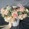 Pink Roses Box
Elegant pink roses with baby&rsquo;s breath and greenery, beautifully arranged