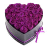 Heart-shaped rose arrangement featuring premium purple roses beautifully arranged in an elegant