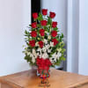 The "Scarlet Symphony" arrangement is a breathtaking cascade of elegance and passion