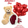 ombo includes a large teddy bear , 50 red roses wrapped and
