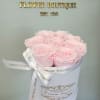 Mini white velvet box with 8 Everlasting roses. Everlasting roses are real