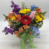 A great combination of colors make this arrangement stand out! 