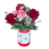 Adorable Valentines Day Mason Jar filled with roses and carnations!