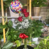fresh red roses with get well ballon 