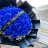 52 Blue soap flower bouquet with Baby Breath and LED