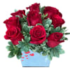 Elegant arrangement of 12 red roses. 