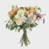 A natural and refined bouquet composed of seasonal flowers in soft earth