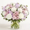 roses , stock , carnations , alstromeria , in shades of pinks