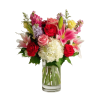 Celebrate love in full bloom with this cheerful mix of red, pink