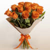 Twelve vibrant orange roses bursting with energy and enthusiasm. This bold bouquet