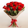 Twelve deep red roses arranged to perfection, symbolizing love, passion, and devotion.